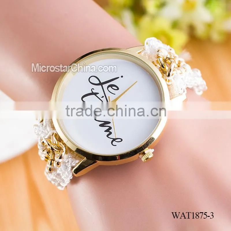 New Classic Geneva Ethnic Braided Analog Quartz Chain jetaime stainless steel watch