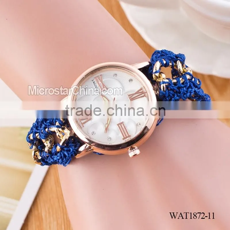 New Classic Geneva Ethnic Braided Analog Quartz Chain roman numerals lady watch