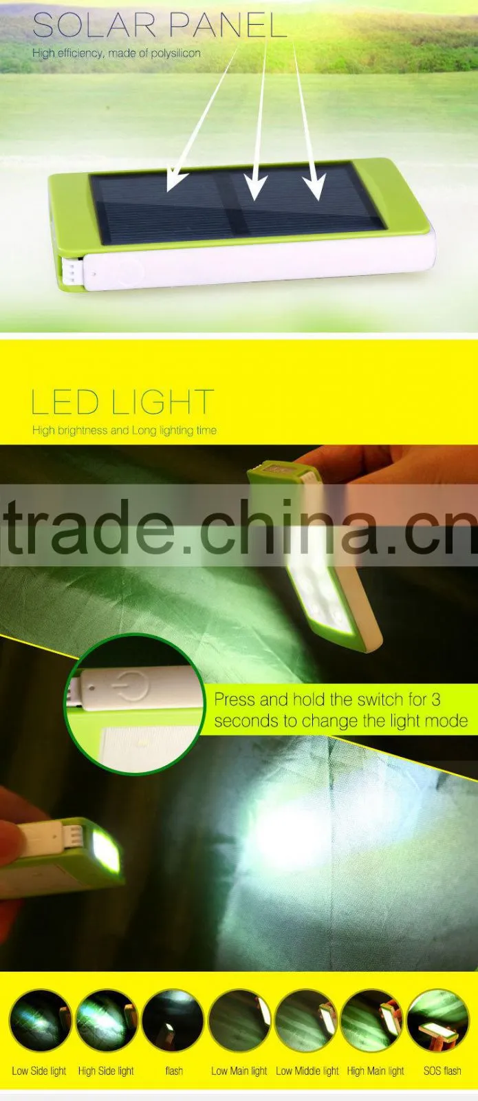 Best Rechargeable LED Flat Camp Tent , Solar Hanging Outdoor Flashlight Torch