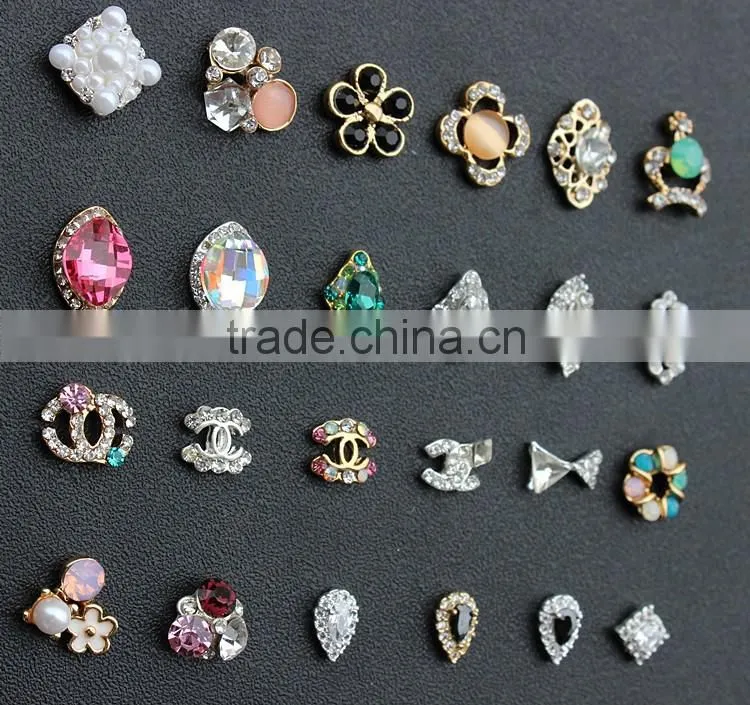 gold plating no fading color drop bow pearl big stone crown nail metal jewelry