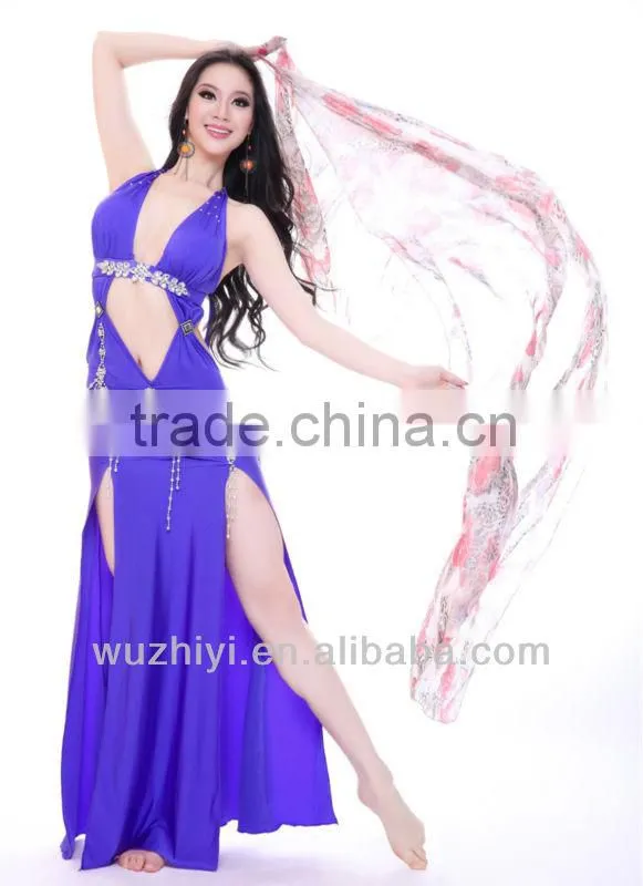 Belly Dance Costumes,Blue Silk Sexy Nice Belly Dance Wear,Belly Dance Performance Dress for Dancer (QC2115)