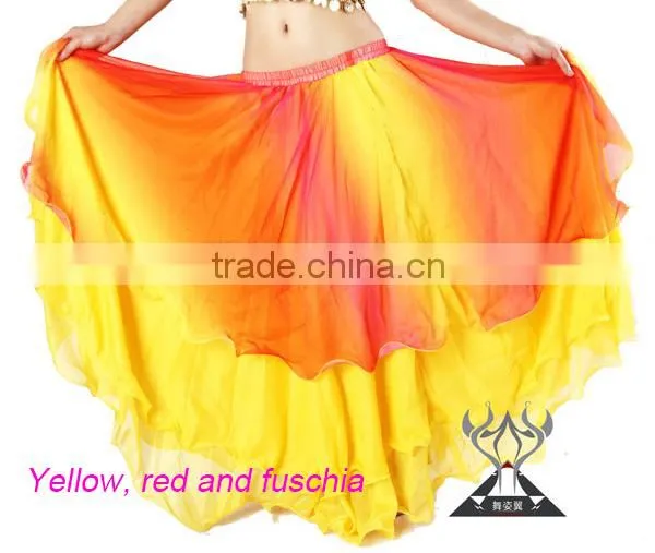 Colorful Pleated Rayon Belly Dance Long Skirt for Women