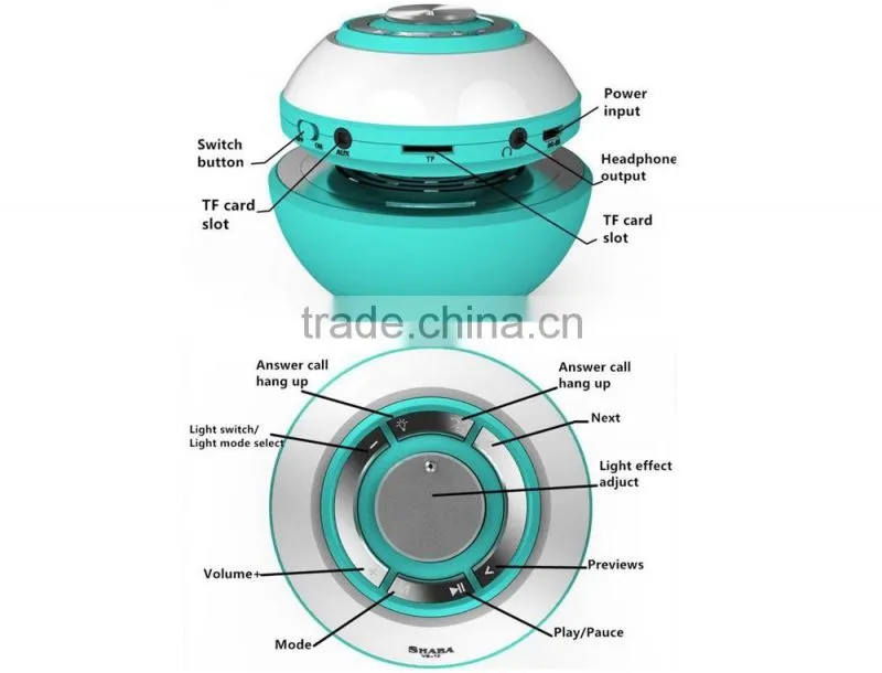 SHABA VS-10 Portable Bluetooth LED Light Speaker Handfree Phone Speaker