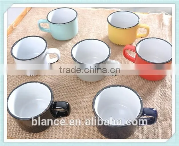 porclain/ceramic material enamel mug with enamel design in enamel style mug