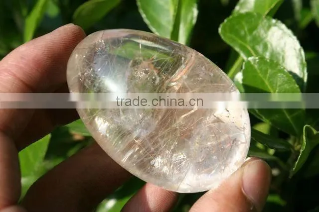 Natural white Rutilated Quartz crystal egg Language Option French