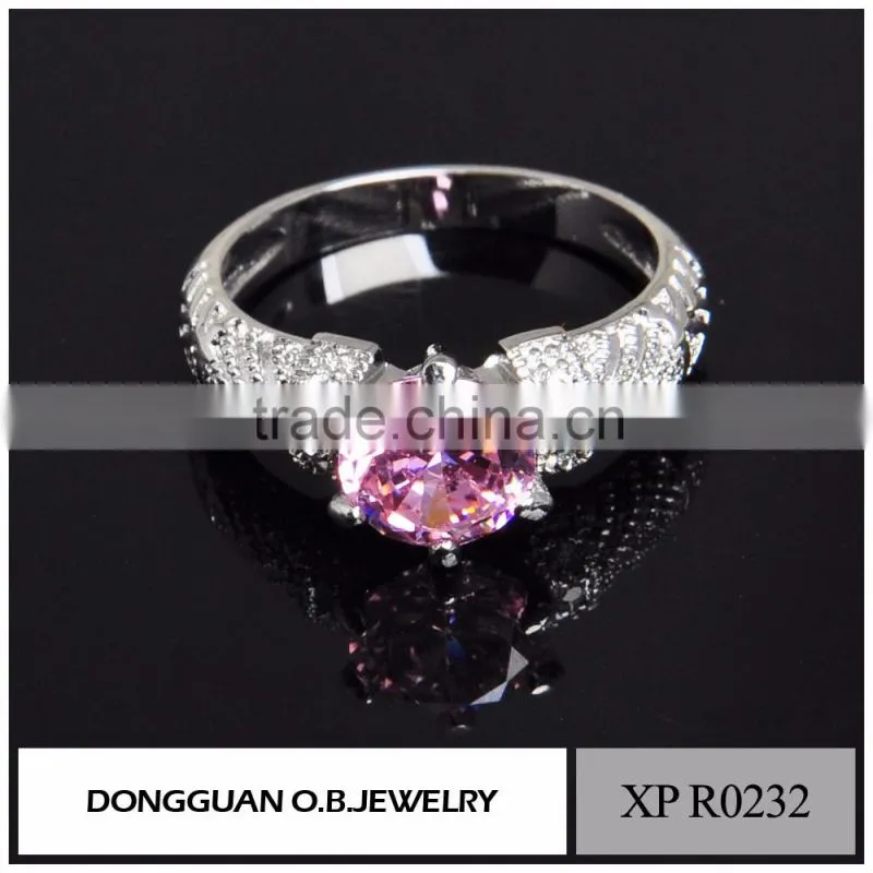 New design fashion single stone pink ring / fashion ring jewelry wholesale
