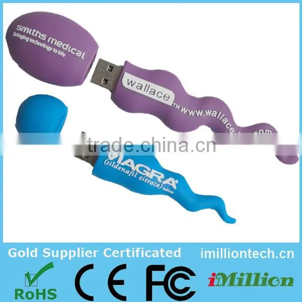 Hot selling china product funny gift usb pen drive 4gb usb flash drive 3d sperm shape usb stick cheap price