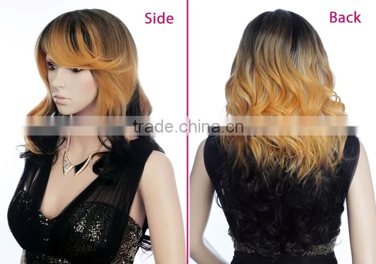 Top quality cheap kinky curly synthetic short wig ombre lolita lace front ombre wig