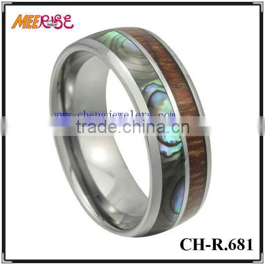 8mm wedding ring two-ton wood inlay titanium wood ring unique titanium ring