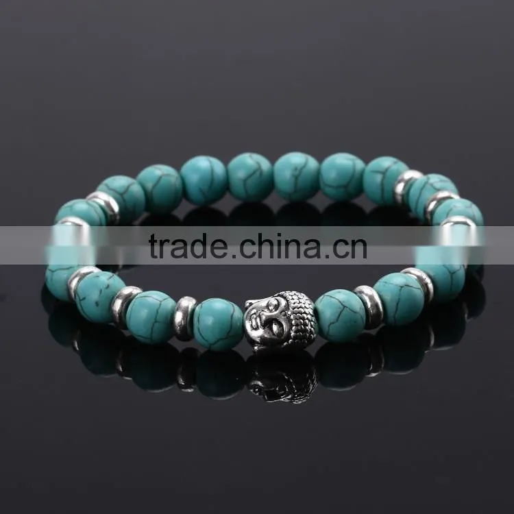 Hot Antique Crystal Rhinestone Leopard Head Lava Stone Buddha Bracelet