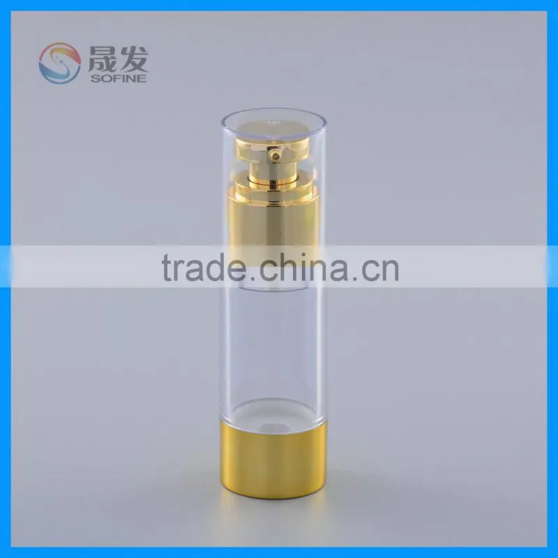 Clear cosmetic airless pump bottle