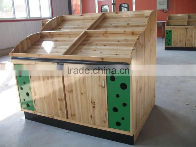 Wholesale Wooden Food Carts,/Supermarket Food Display Shelf/grains display rack