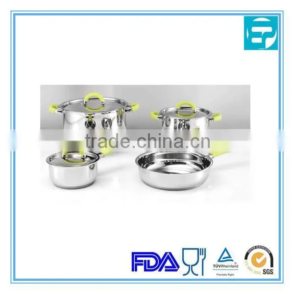 Stainless Steel Induction silicone Cookware Set 12 Pcs Pan and Pots