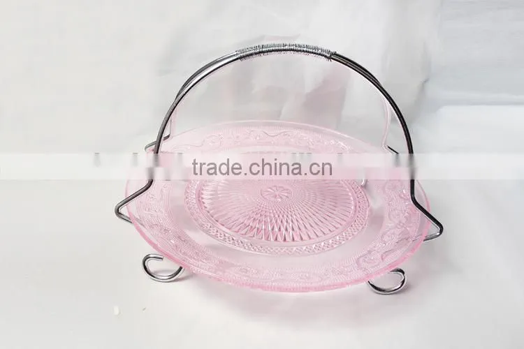 wedding charger glass plates with sliver metal stand