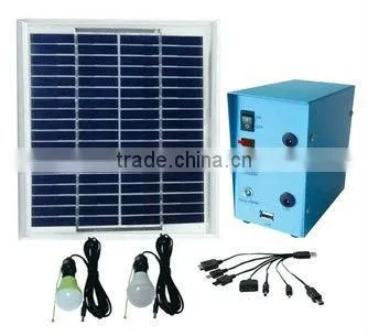 5W solar light kit with 12V/4AH battery 2 lamps for 6 hours with USB charge mobile