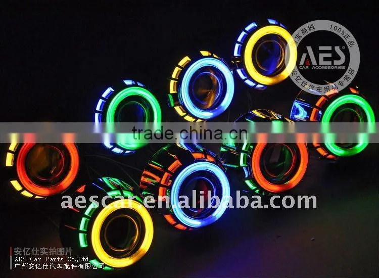 2014 HID Wholesale Price! AES dual angel eye hid bi-xenon projector lens kit,h1 bulb for xenon headlight H4 H7