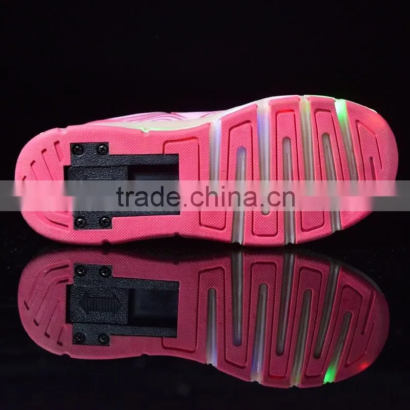 High quality roller skates USB charge led light children running sports shoes