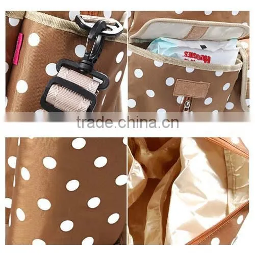 Multifunctional Black Polka Dot 3 Sets Diaper Backpack/Shoulder/Tote Bag for Kids (BLZ2587)
