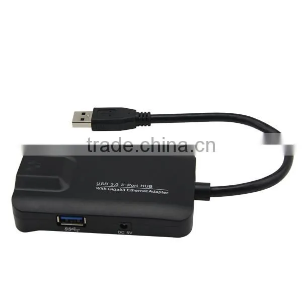 New Hot USB 3.0 USB Ethernet Adapter 3port Hub With Gigabit Ethernet Adapter