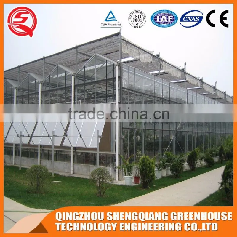 Multi-span hollow tempered glass greenhouse shading sysytems