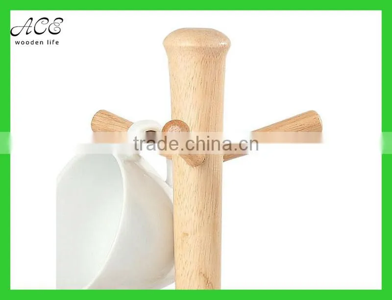 Wooden mug tree for up to 6 mugs