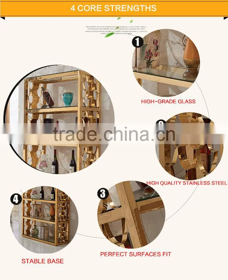 G396 Multifunction Modern Stainless Steel Tempered Glass Vintage Wine Cabinet for Sale