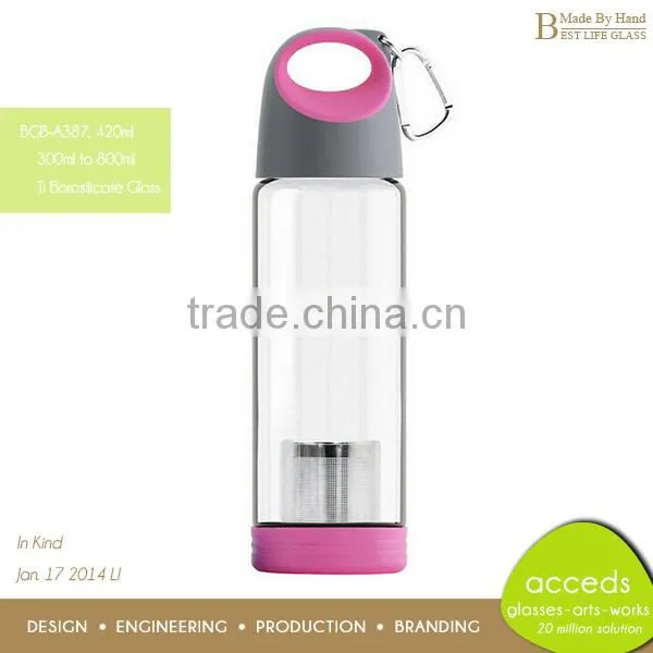 Heat-Resistant Cheap Handmade Promotion Glass Bottle With Tea Infuser