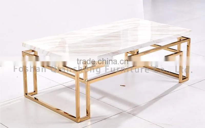 Marble and quartz top coffee table living room end table
