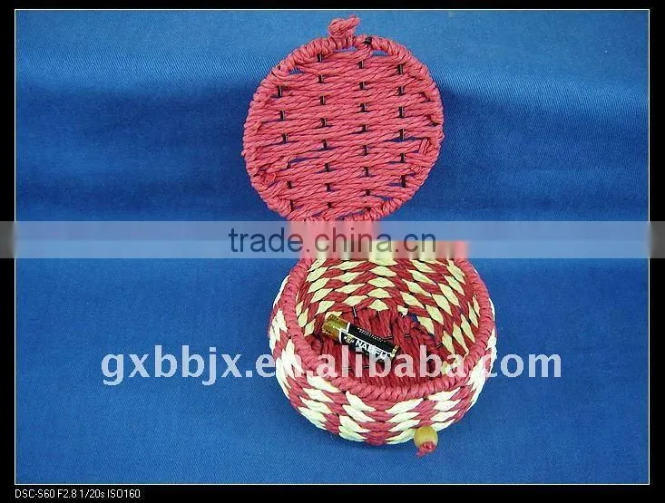 Red round paper rope woven iron frame craft food boxes
