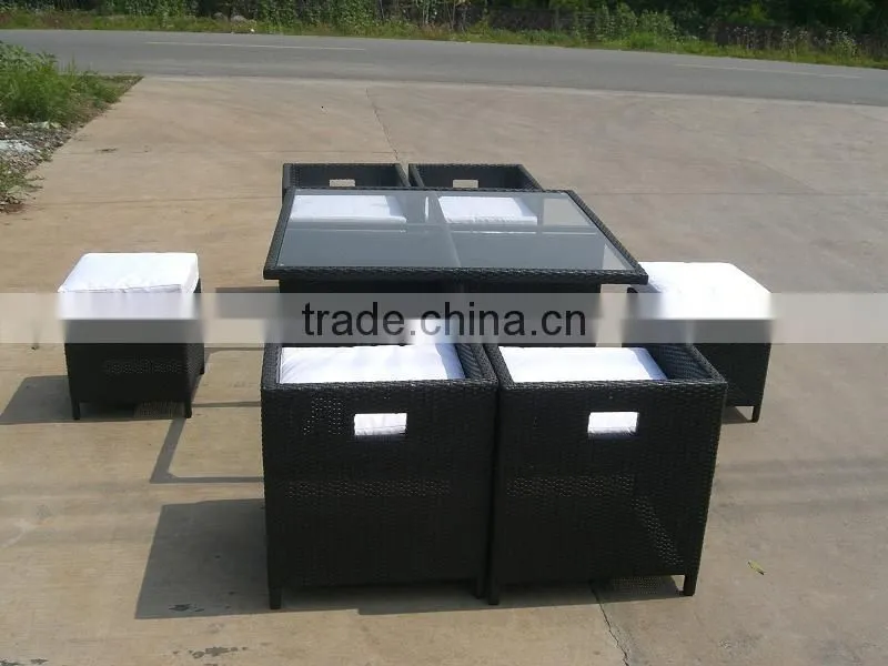 rattan table and stool