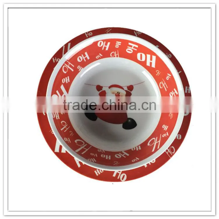 Ho~ Ho X'mas decorative plates & bowls, Christmas melamine cheap dinnerware set