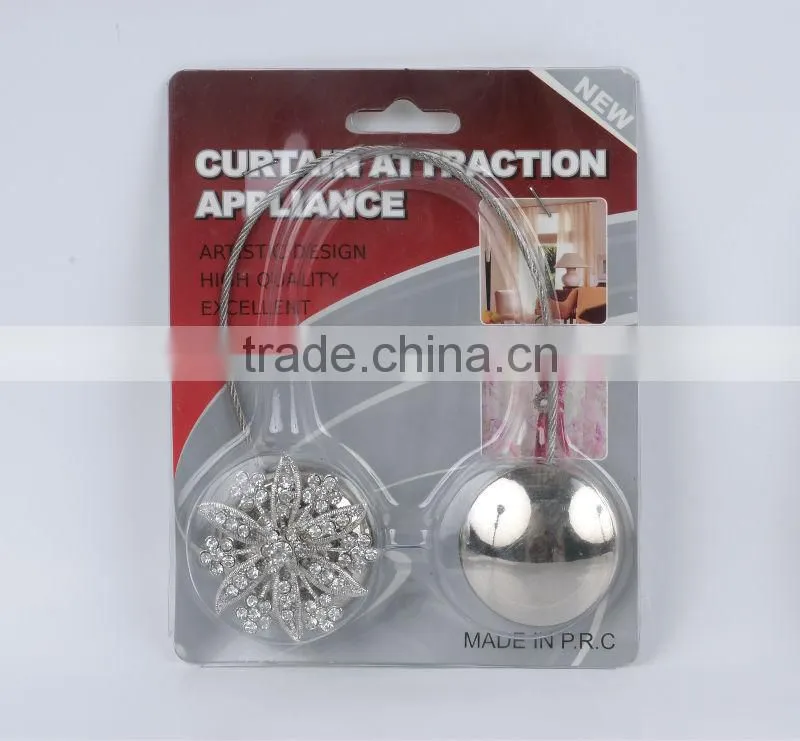 2016 new design round magnetic curtain tiebacks with ornaments / modern curtain tiebacks