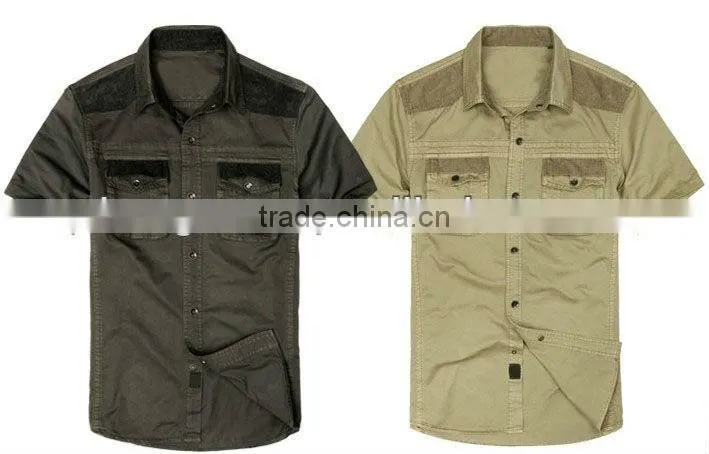 Men's spring & summer 100% cotton breathable short-sleeved tactical shirts