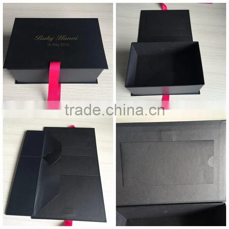 Square gold hot stamping black gift box packaging the gift box with a envelope