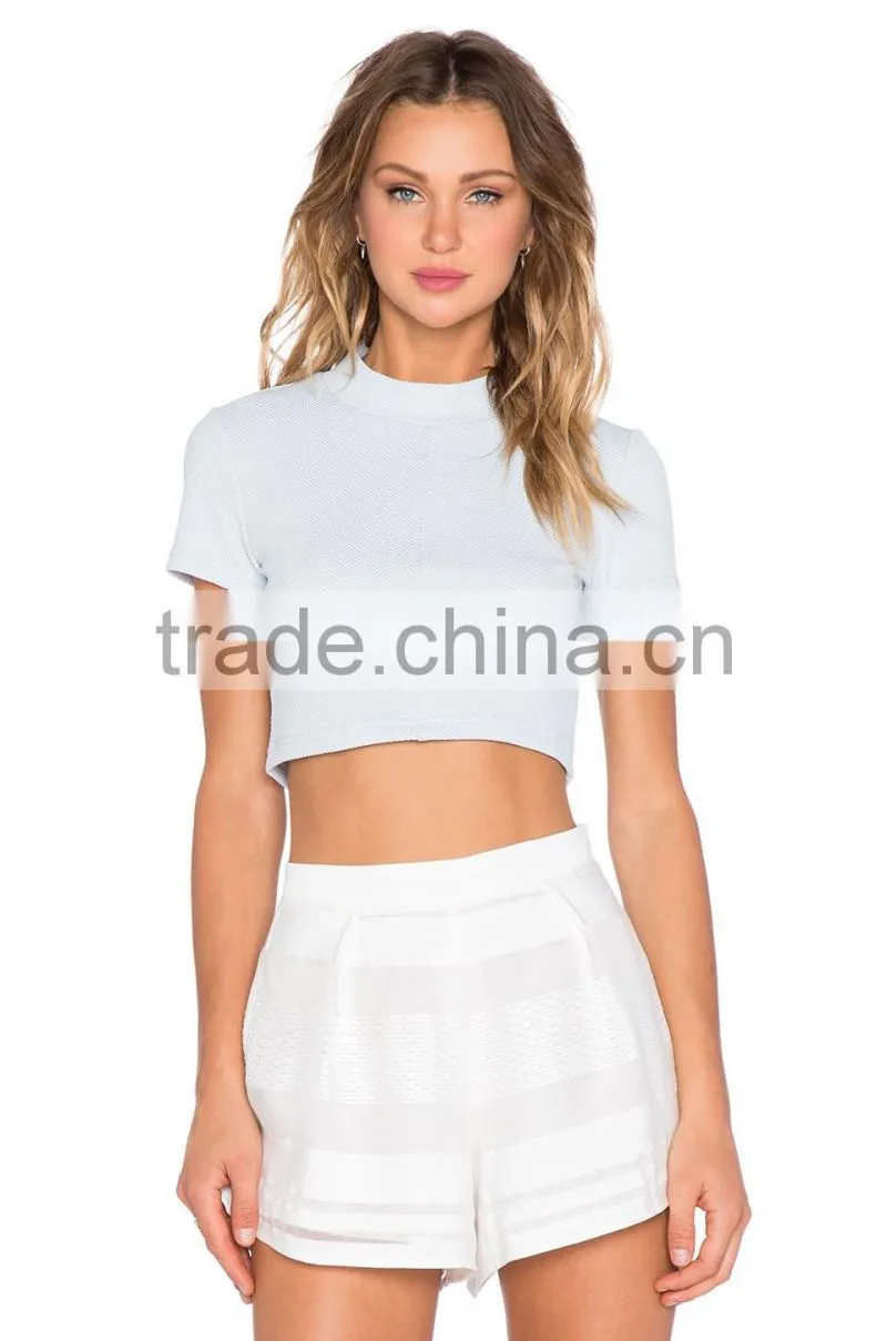 2016 Fashion Powder Blue Daylight Crop Top HST8007