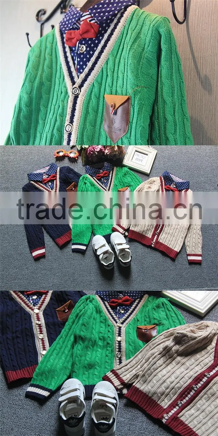 High quality cotton cardigan sweater sample design primary school uniform