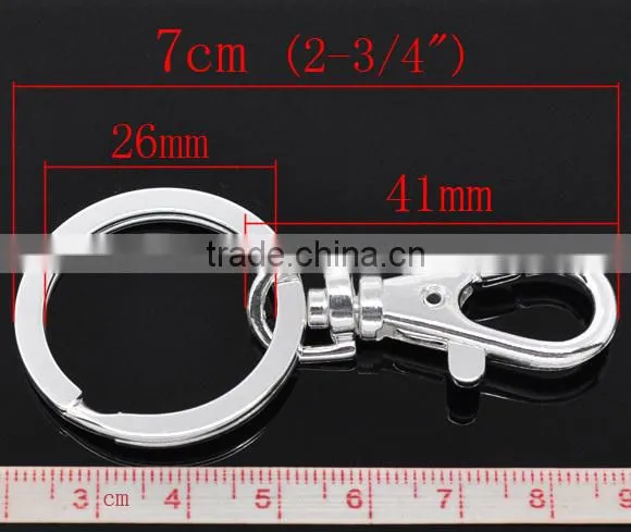 Custom Cheap Silver Plated Lobster Claw Clasps with Key Rings 7cm