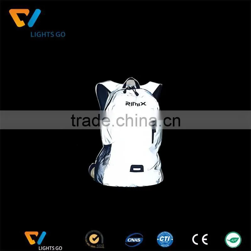 100% polyester high visibility reflective silver / black custom fabric