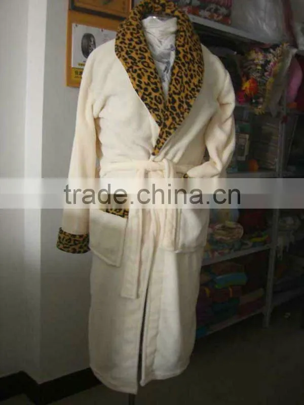 100% soft coral polyester bathrobe
