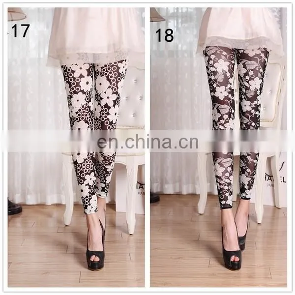 New Arrival Women 3D Digital Printing Flower Grenadine Leggings 18 Colors Wholesale
