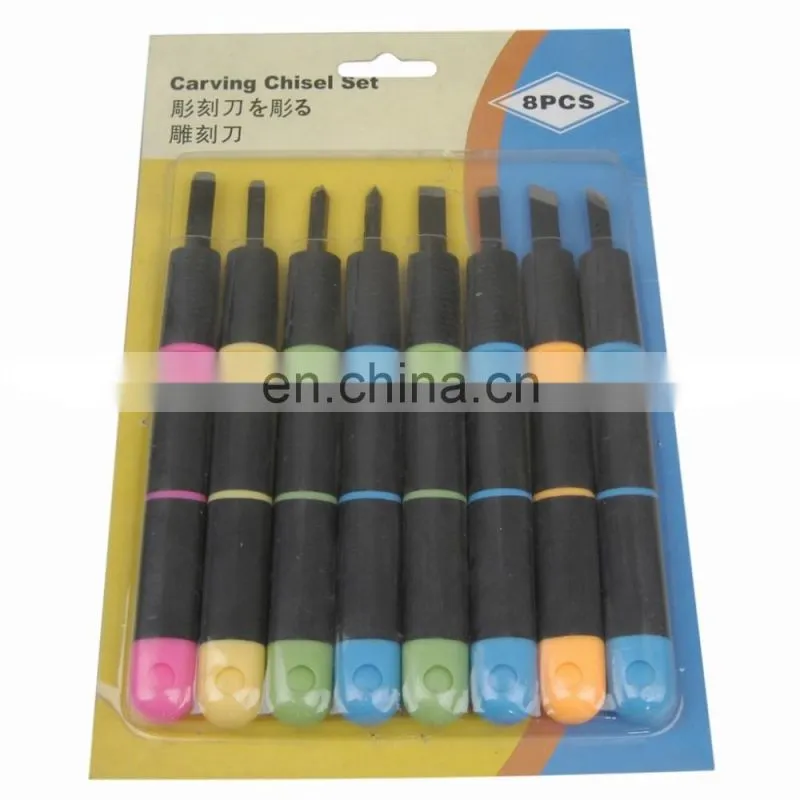 8pcs Assorted Plastic Handle Carving Knives Set