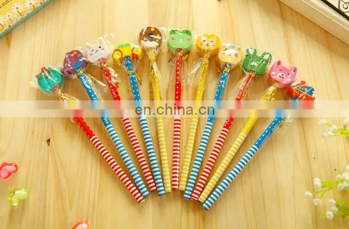cute cartoon series wooden pencil with eraser stationery set Kid gift set Wholesale