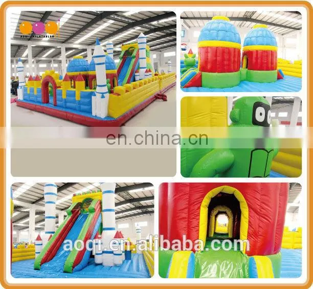 AOQI outdoor rocket fun city kids fun equipment inflatable fun city inflatable playground with free EN14960