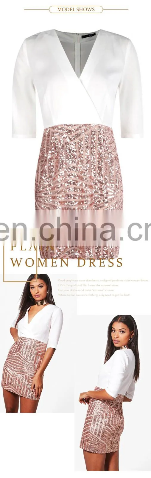 custom summer sexy Sequin half sleeve women mini Bodycon dress