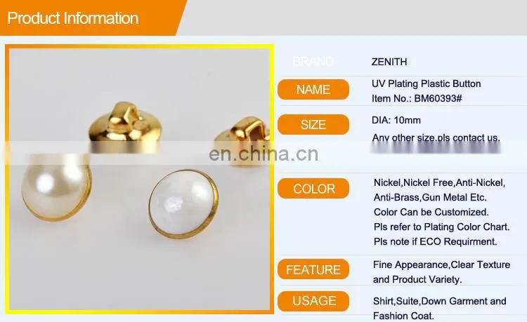 ABS Gold Plating Pearl Shank Button BA60393
