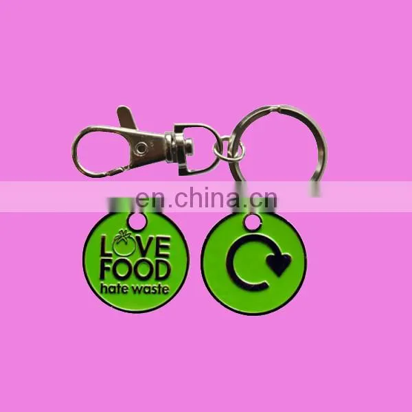 Euro-shaped trolley coin keychain, shopping token coin holder