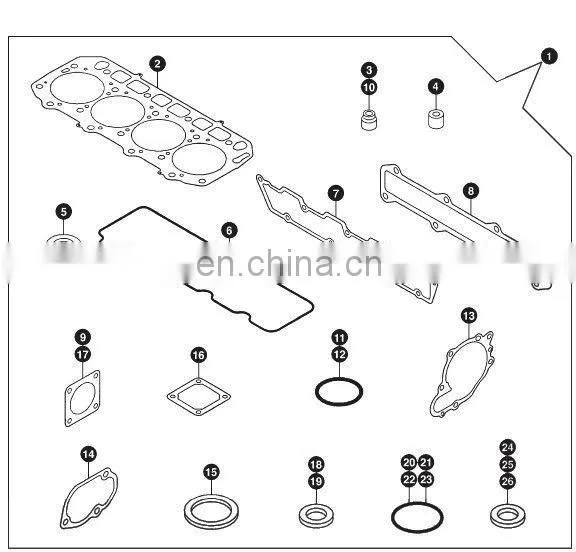 Diesel engine parts 4TNE98 gasket 129400-13201