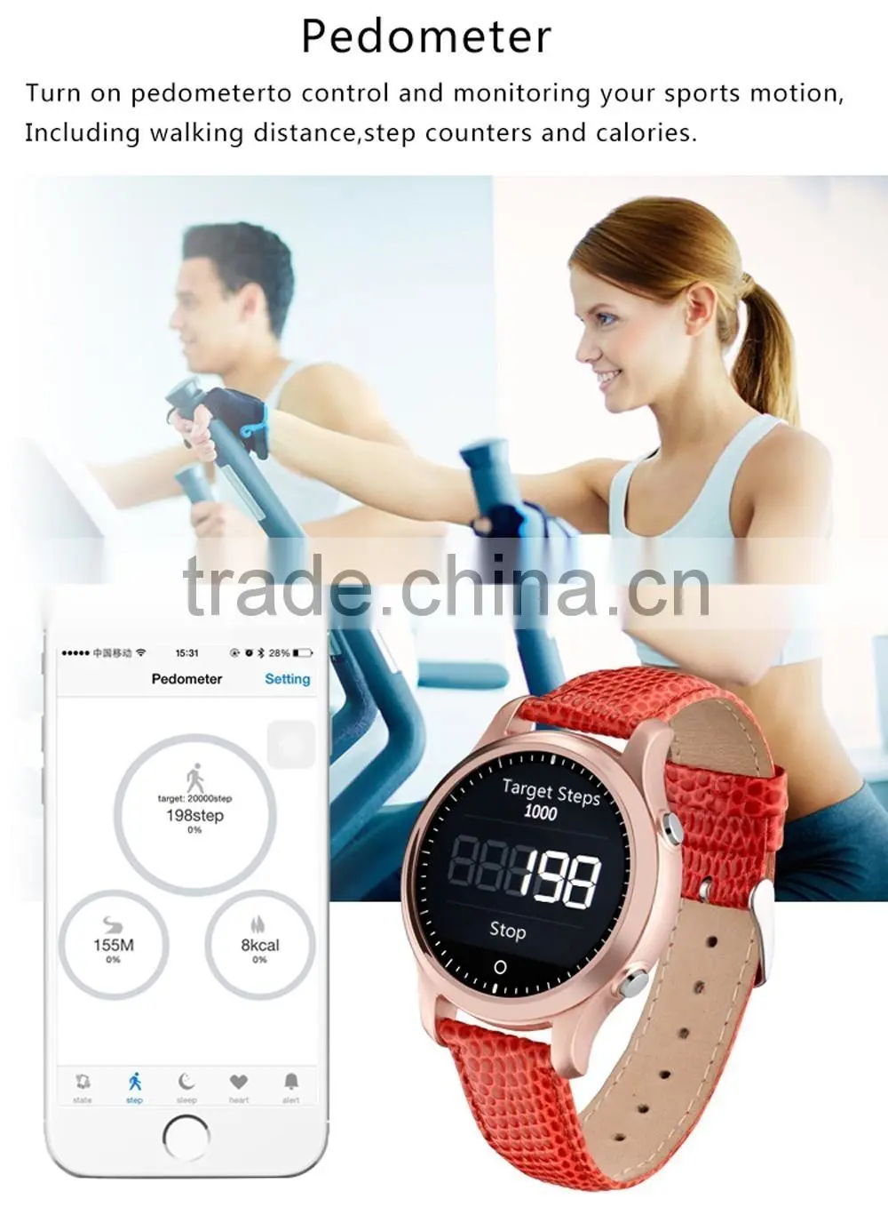 raising hand up light up open looking phone leather band women 8 interface S360 smart watch