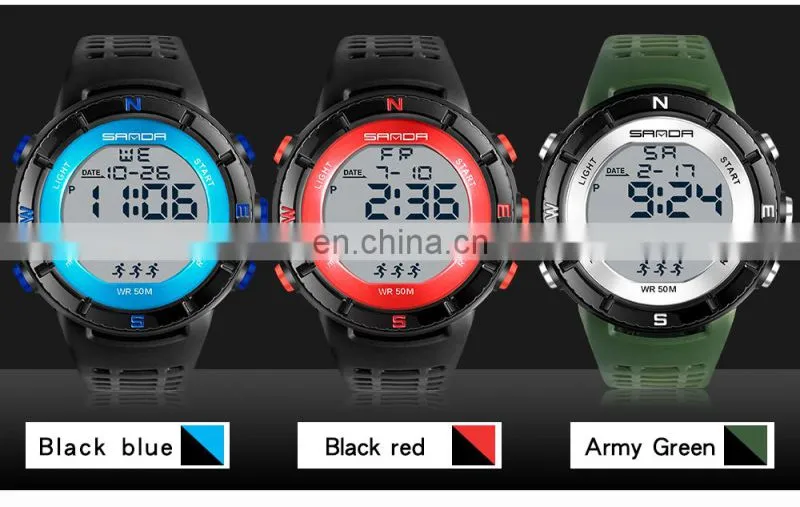 SANDA 286 High quality led display boys wristwatch luminous chronograph waterproof sport watch digital men