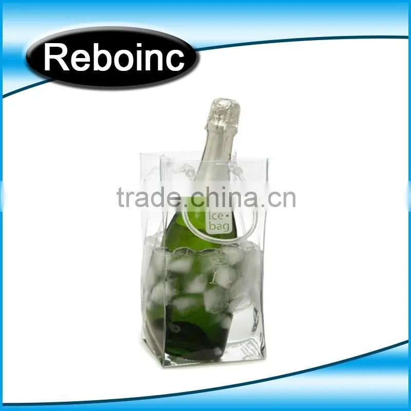 Free sample Design Printed Various Color Transparent PVC Plastic Carryingpvc ice bag Wine Beer Bottle Ice cooler Bag